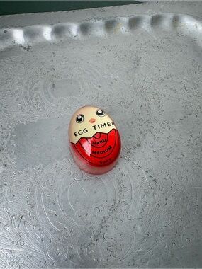 Cute Egg Timer Kitchen Timer in Cream and Red
